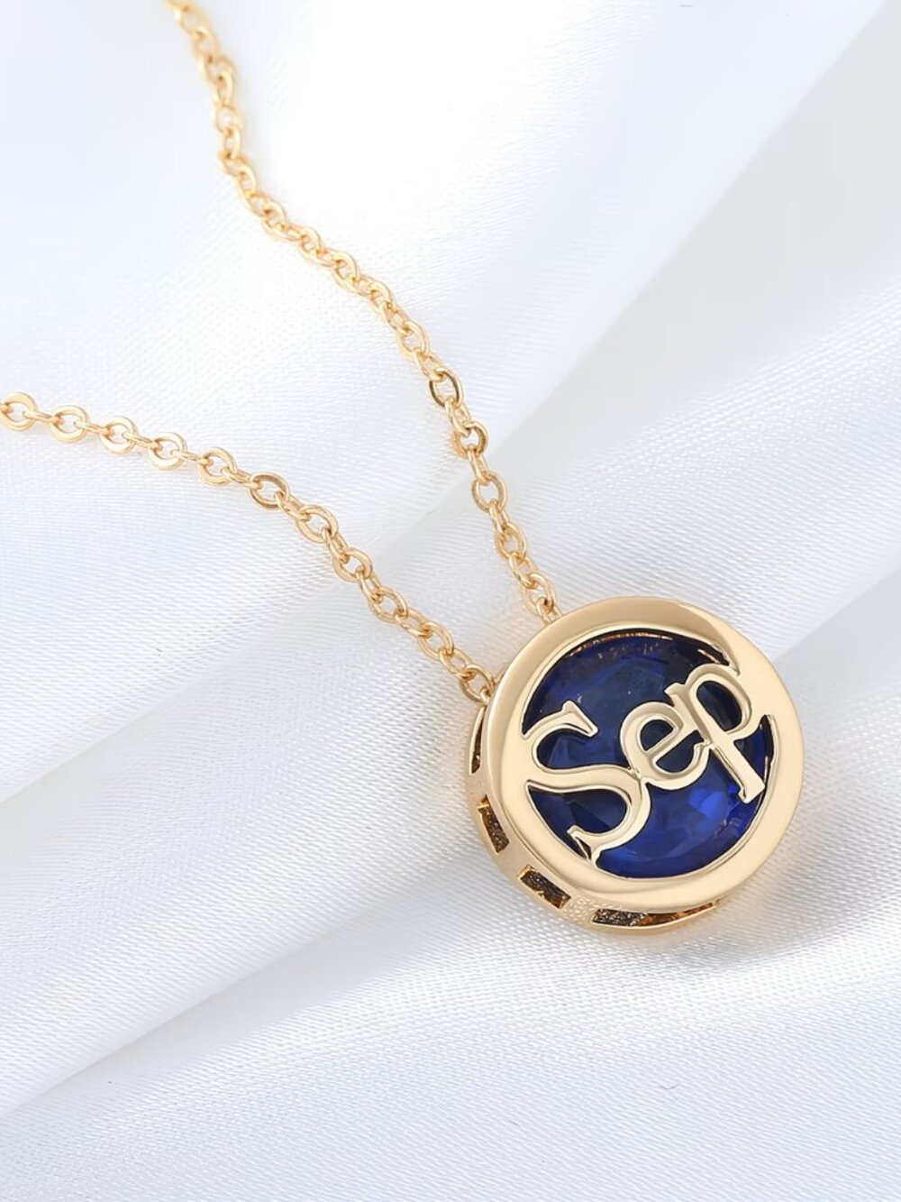 September Blue Sapphire Birthstone Pendant Necklace Sep Birthday Jewelry Gift